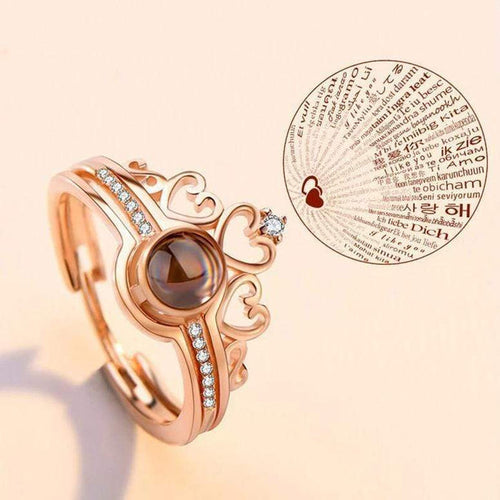 "100 Languages"I Love You Ring Rose Gold Ring MelodyNecklace