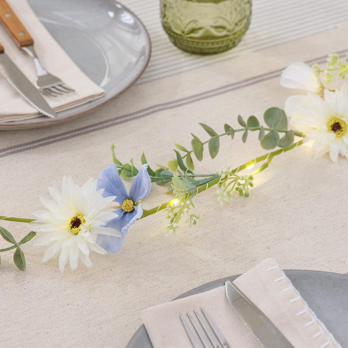 Pre Lit Blue Bloom Garland
