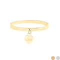 18K Gold PVD Stainless Steel Love Languages Heart Charm Bangle