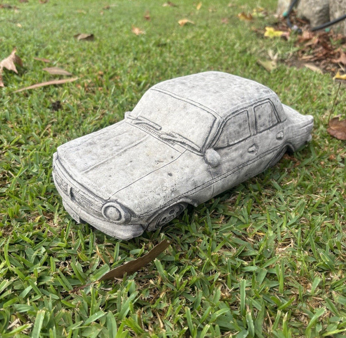 22nice4me Garden Statues concrete 1964 EH car ornament with realistic vintage detailing on a green grass lawn