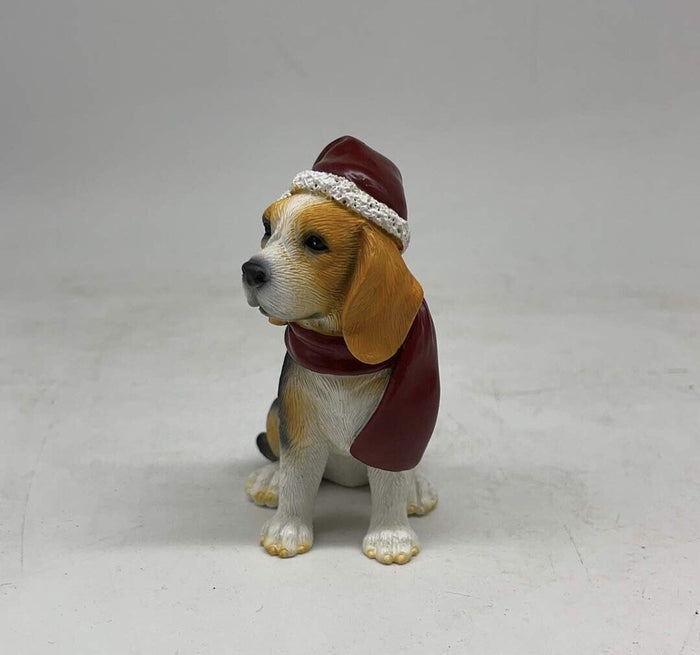 2 x Beagle Hound Dog Puppy Christmas Xmas Tree Decoration Statue Home Decor