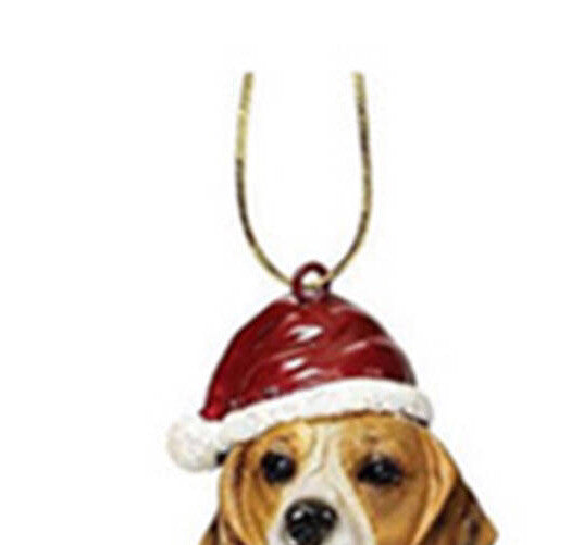 2 x Beagle Hound Dog Puppy Christmas Xmas Tree Decoration Statue Home Decor