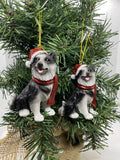 2 x Border Collie Dog Puppy Christmas Xmas Tree Decoration Statue Home Decor