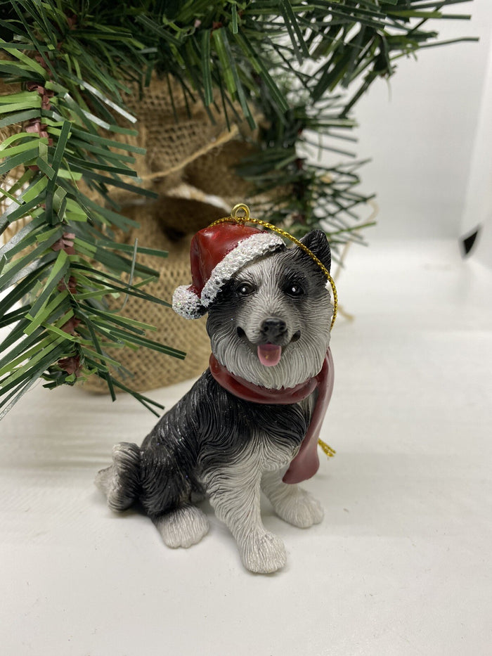 2 x Border Collie Dog Puppy Christmas Xmas Tree Decoration Statue Home Decor
