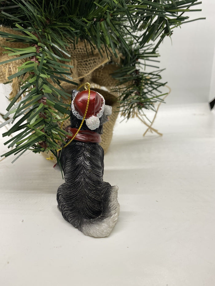 2 x Border Collie Dog Puppy Christmas Xmas Tree Decoration Statue Home Decor