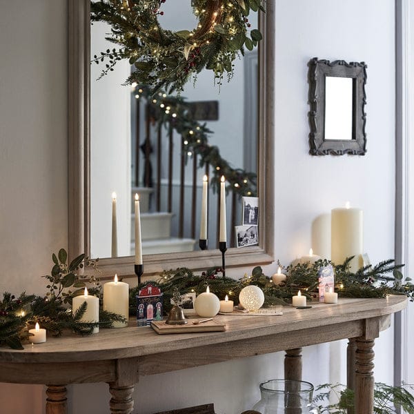 2m Pre Lit Pine & Red Berry Christmas Garland