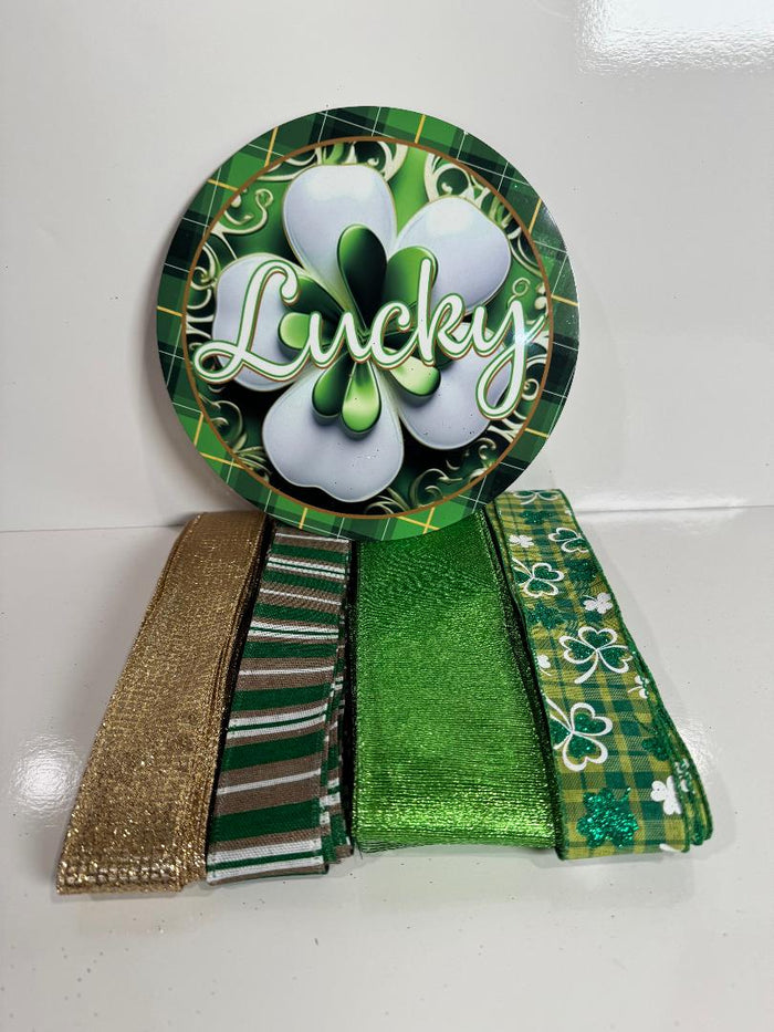 #826 St Patrick's Day Sign and Ribbon Bundle, Holiday Sign, Holiday Ribbon
