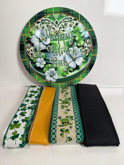 #827 St Patrick's Day Sign and Ribbon Bundle, Holiday Sign, Holiday Ribbon