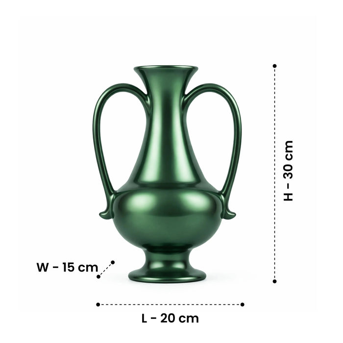 A Gleam in Green - Ceramic Amphora Vase