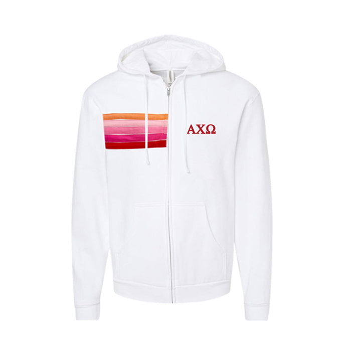 Alpha Chi Omega 5-Stripe Isa Full-Zip Hooded Sweatshirt