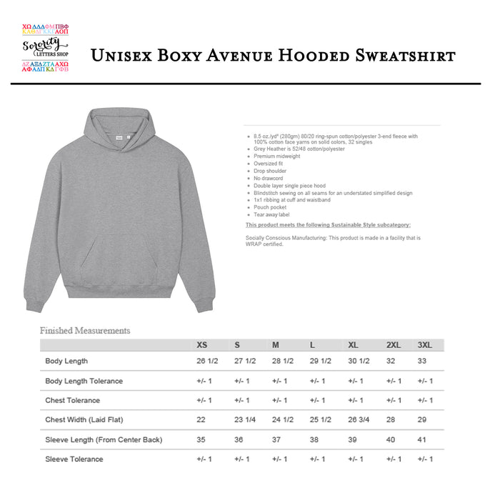 Alpha Delta Pi Boxy Heart Pullover Hoodie - Athletic Grey