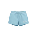 Sky blue fleece shorts with Alpha Delta Pi embroidered Greek letters