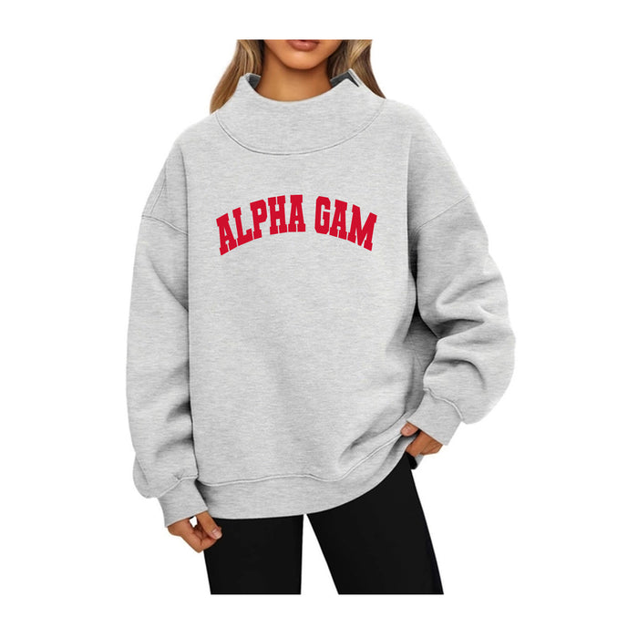 Alpha Gamma Delta Mock Neck Sweatshirt - ALPHA GAM