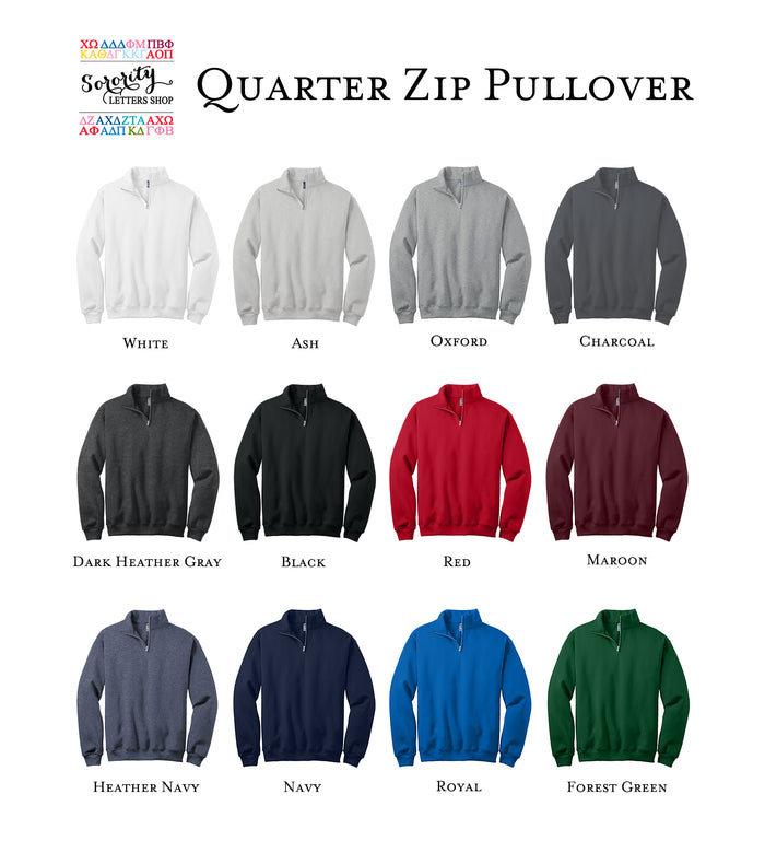 Alpha Omicron Pi Quarter Zip Pullover - Infinity Rose Logo Fraternity