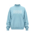 A light blue mock neck sweatshirt with '1898' embroidered in white varsity-style block letters across the chest, displayed on a clean white background.