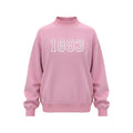 Alpha Xi Delta pink mock neck sweatshirt with white 1893 embroidery