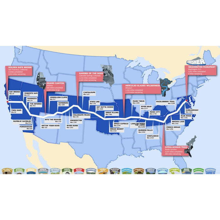 Amerithon Wall Map Virtual Fitness Challenge Accessories | Run The Edge