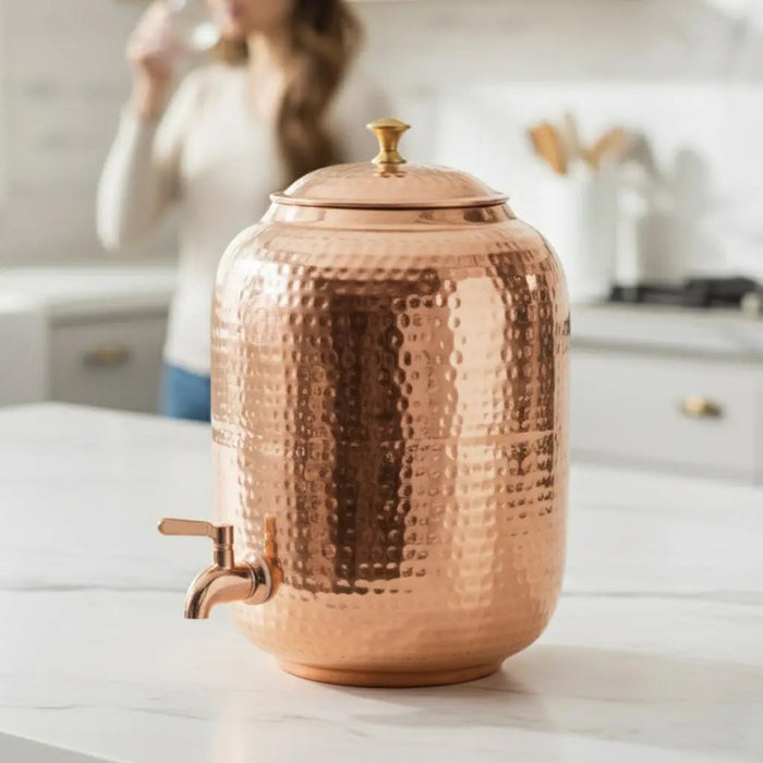 Antique Copper Water Dispenser With Lid (8 litres)