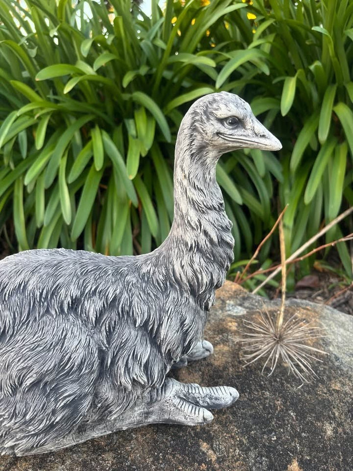 22nice4me Garden Statues handcrafted grey concrete emu garden ornament with detailed feather texture in a garden setting