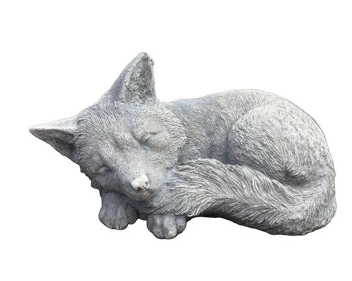 22nice4me Garden Statues handcrafted grey concrete fox statue in a curled sleeping position for outdoor decor