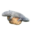22nice4me Garden Statues realistic concrete Shingleback lizard ornament with detailed scales on a textured rock base
