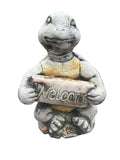 22nice4me Garden Statues concrete turtle ornament holding a Welcome sign with a hand-painted matt finish