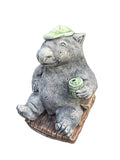 22nice4me Garden Statues concrete wombat statue wearing a green hat and holding a beer while sitting in a chair