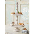 BEADED WOOD TIERED SERVER
