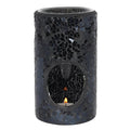 Black Crackle Glass Pillar Oil Burner and Wax Warmer