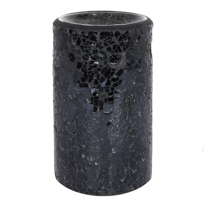 Black Crackle Glass Pillar Oil Burner and Wax Warmer