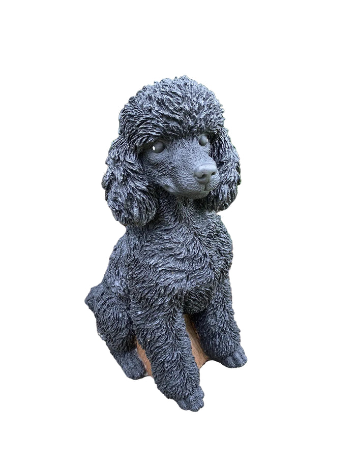 Concrete poodle black garden statue outdoor cement dog ornament