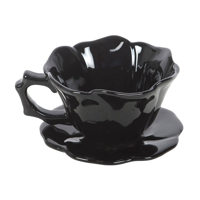 Black Rose Teacup and Saucer