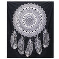 Black & White Double Cotton Bedspread + Wall Hanging - Dreamcatcher