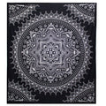 Black & White Double Cotton Bedspread + Wall Hanging - Lotus Flower