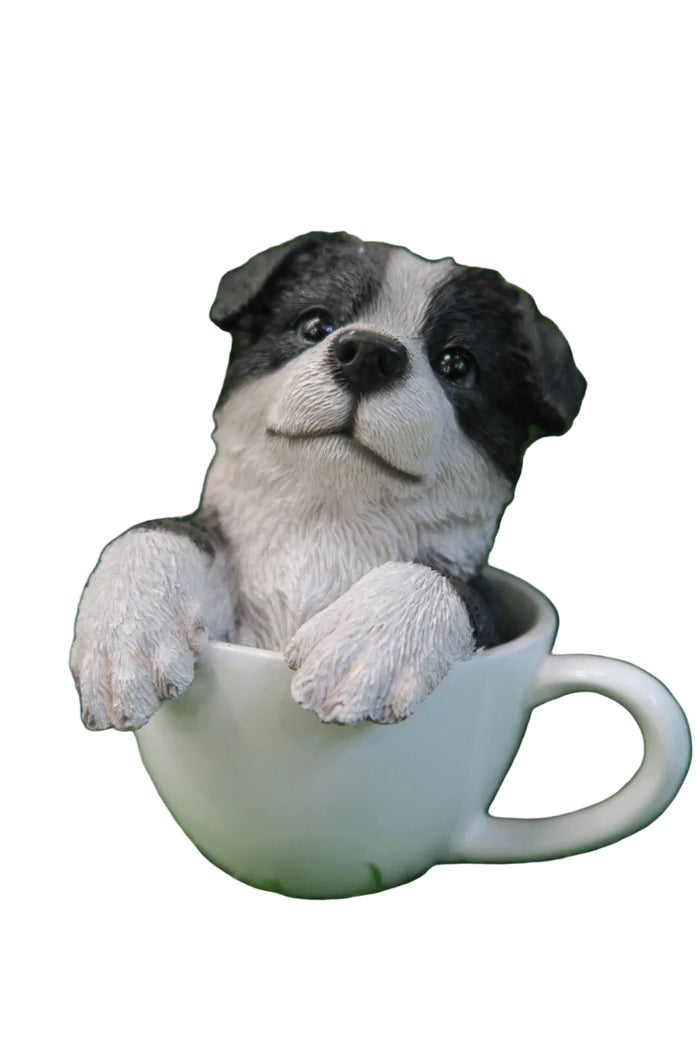 BORDER COLLIE TEACUP PUPPY GIUDE DOG ANIMAL GARDEN STATUE ORNAMENT MEMORIAL