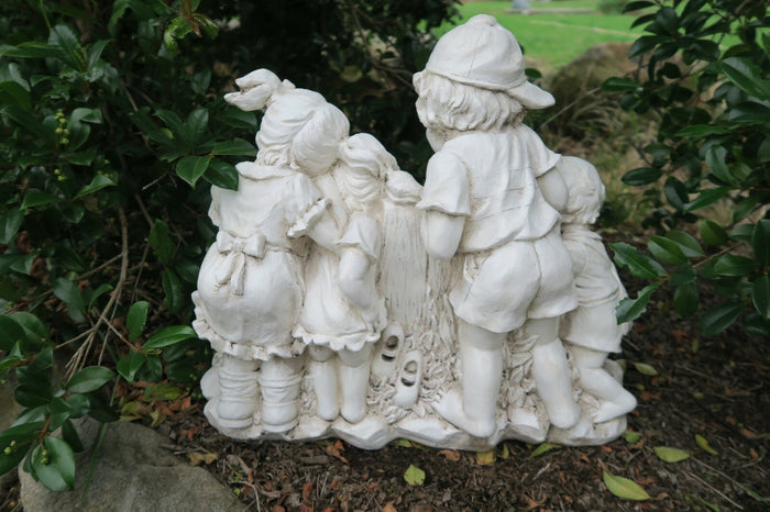 Boy Girl Welcome Garden Statue Rabbits Figurine Sculpture Ornament Children