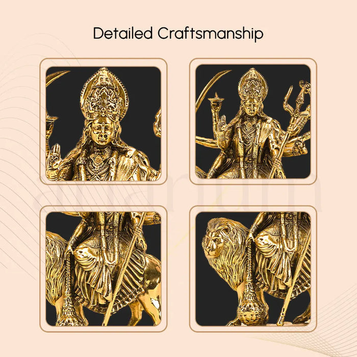 Brass Durga Idol Gold Plated