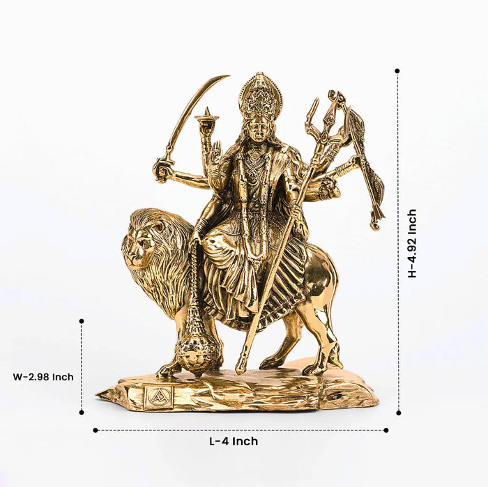 Brass Durga Idol Gold Plated