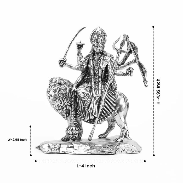 Brass Durga Idol Silver Plated