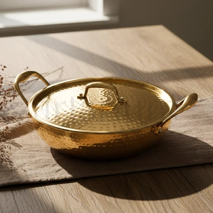 Brass Kadai with Kalai and Lid