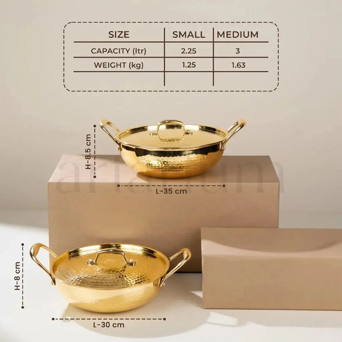 Brass Kadai with Kalai and Lid