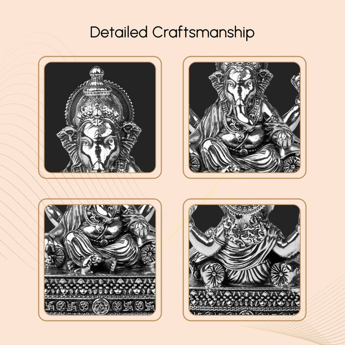 Brass Vighnaharta Ganesha Idol Silver Plated