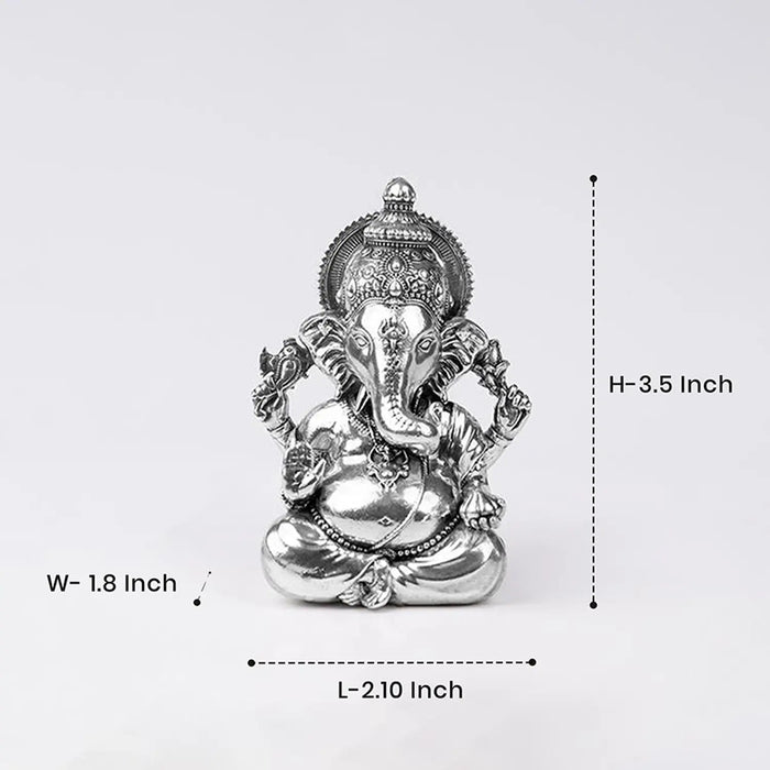 Brass Vighnaharta Ganesha Idol Silver Plated