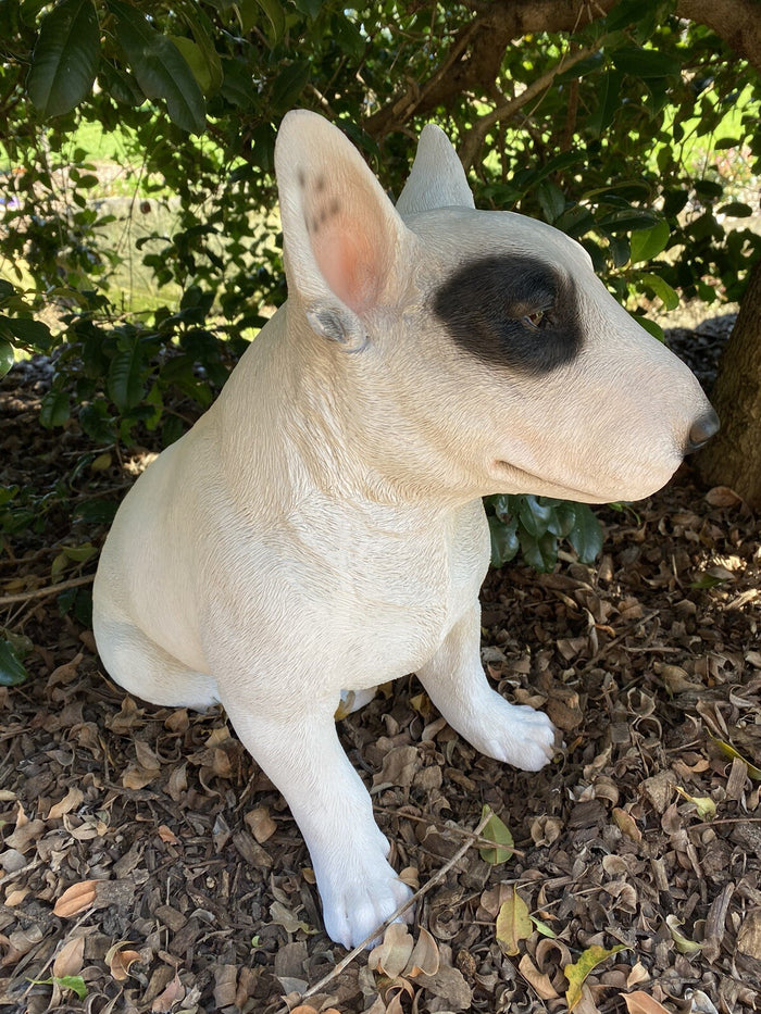 BULL TERRIER SITTING DOG ANIMAL GARDEN STATUE ORNAMENT FIGURINE LARGE