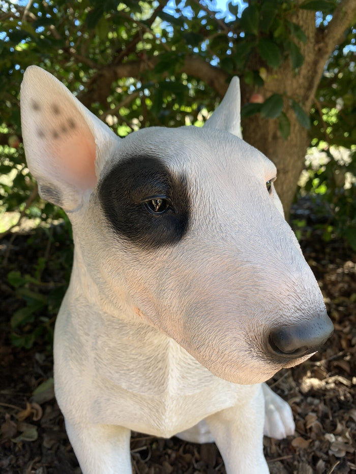 BULL TERRIER SITTING DOG ANIMAL GARDEN STATUE ORNAMENT FIGURINE LARGE
