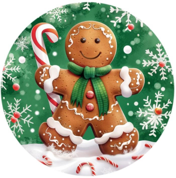 C108 Gingerbread Sign, Holiday Sign, Wreath Center, Wreath Attachment
