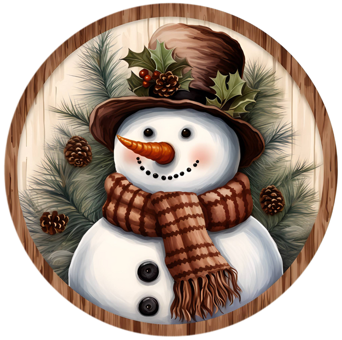 C109 Rustic Snowman Sign, Holiday Sign, Wreath Center, Wreath Attachment