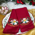 Cajun Christmas Magnolia Dinner Napkin Set | Embroidered Holiday Cloth Napkins