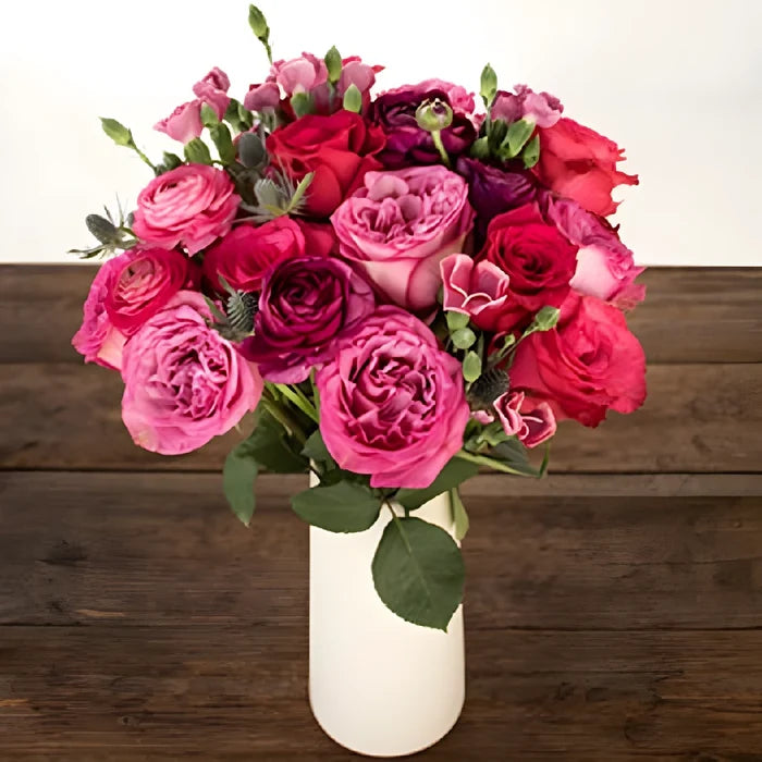Candy Hearts Pink Flower Bouquet Hand - Image