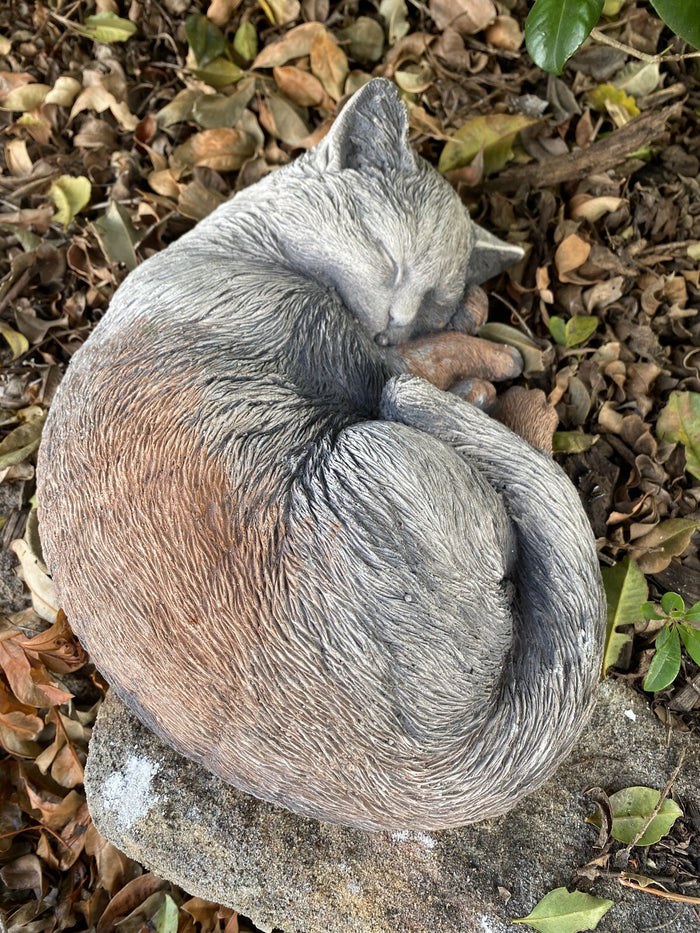 Cat Statue Memorial Sleeping Kitten Grey Animal Concrete Cement Australian Made